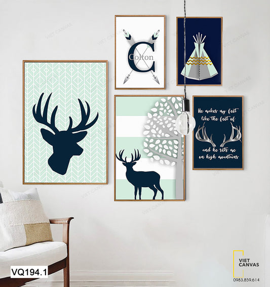 Bộ 5 Tranh Hươu Và Quotes - VQ194.1