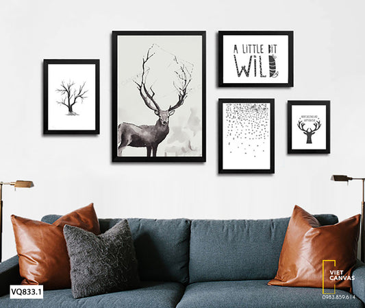 Bộ 5 Tranh Hươu Và Cây - VQ833.1