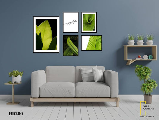 Bộ 5 Tranh Lá Cây Tươi Mát Và Quotes - HD200
