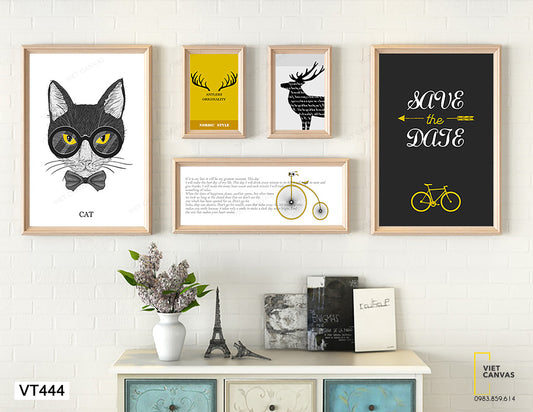 Bộ 5 Tranh Mèo Và Hươu - VT444