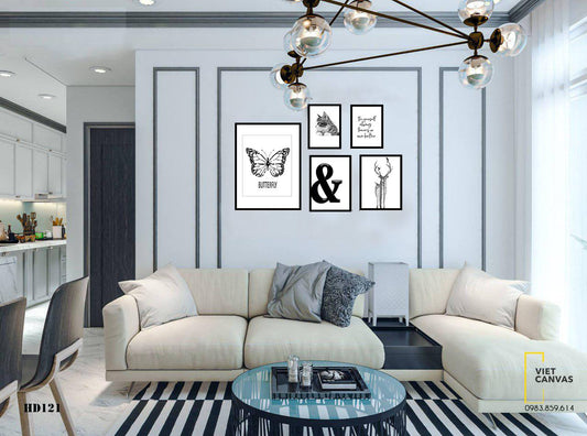 Bộ 5 Tranh Hươu, Bướm Và Quotes - HD121