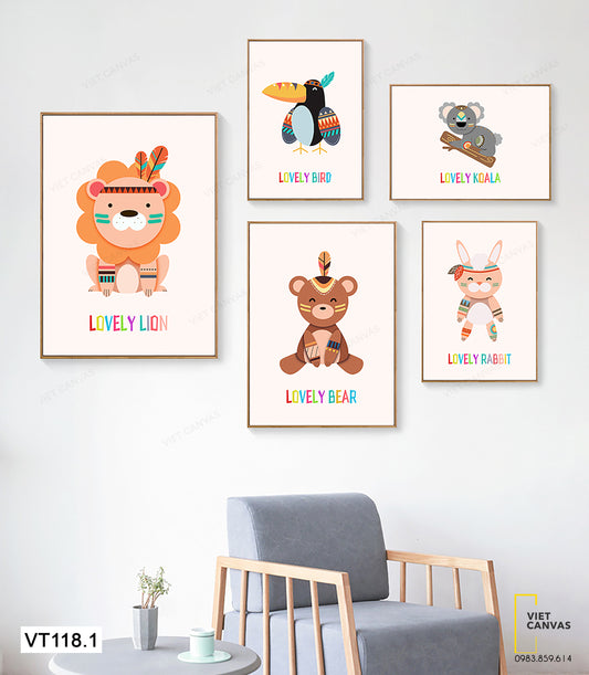 Bộ 5 Tranh Những Con Vật Hoạt Hình - VT118.1