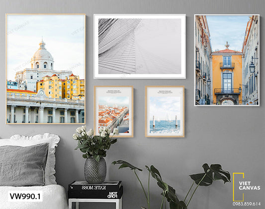 Bộ 5 Tranh Những Tòa Nhà Và Biển - VW990.1
