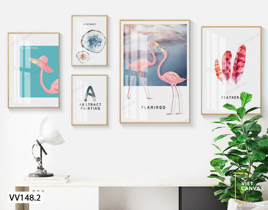 Bộ 5 Tranh Những Chú Hồng Hạc Dễ Thương - VV148.2