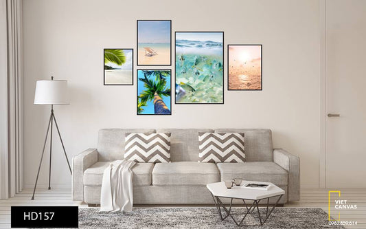 Bộ 5 Tranh Cây Dừa Và Biển Cả - HD157