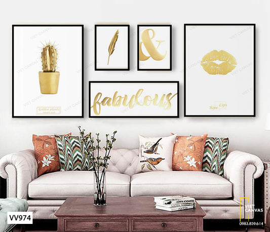 Bộ 5 Tranh Xương Rồng Và Đôi Môi - VV974