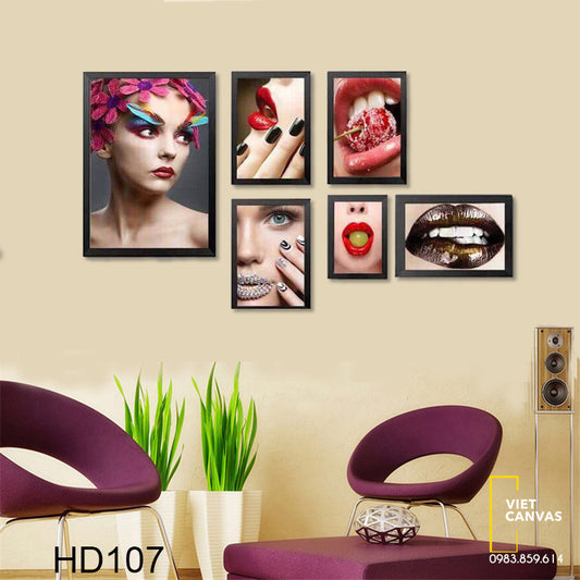 Bộ 6 Tranh Cô Gái Và Đôi Môi Quyến Rũ - HD107