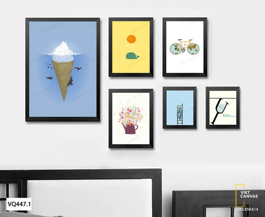 Bộ 6 Tranh Cây Kem Và Bình Hoa - VQ447.1