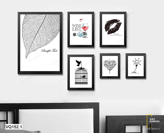 Bộ 6 Tranh Chiếc Lá Và Lồng Chim - VQ152.1