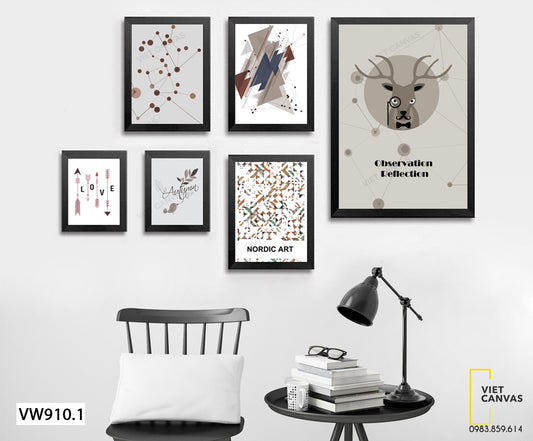 Bộ 6 Tranh Chú Hươu Và Hình Học - VW910.1