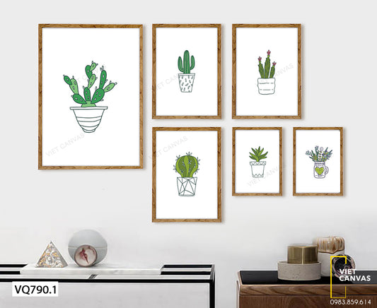 Bộ 6 Tranh Lọ Cây Xanh - VQ790.1