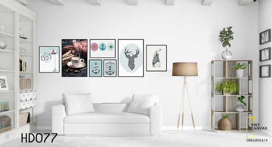 Bộ 7 Tranh Hươu, Tách Cà Phê Và Cảnh Vật - HD077