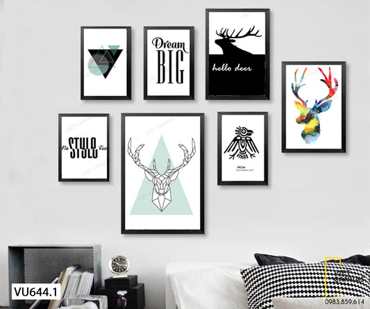 Bộ 7 Tranh Hươu Và Hình Học - VU644.1