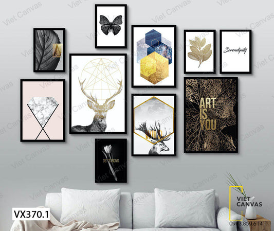 Bộ 10 Tranh Hươu, Bướm Và Lá Cây - VX370.1
