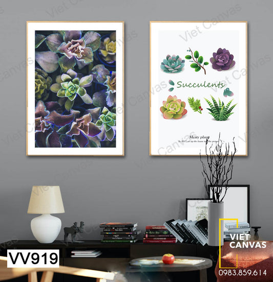 Bộ 2 Tranh Cây Sen Đá - VV919