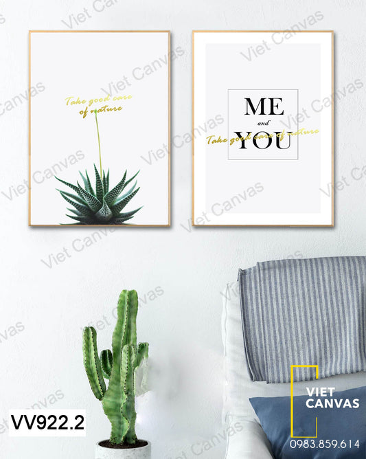 Bộ 2 Tranh Cây Haworthia Và Quotes - VV922.2