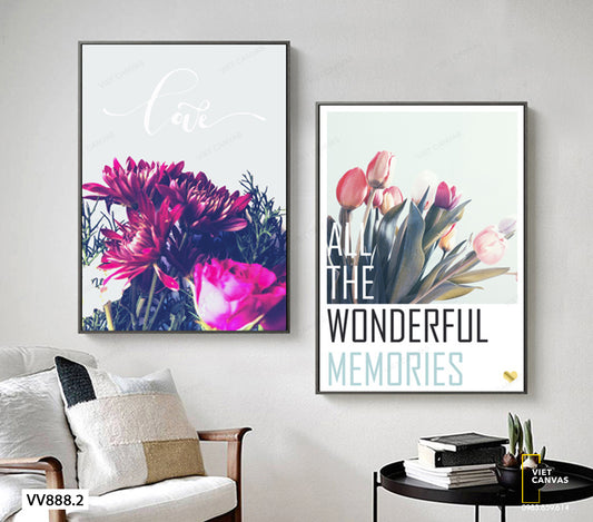 Bộ 2 Tranh Hoa Cúc Tím Và Tulip - VV888.2