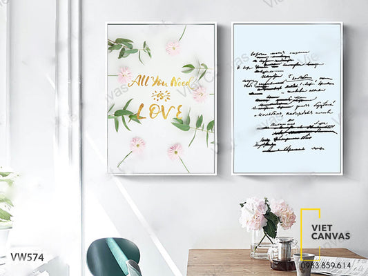 Bộ 2 Tranh Hoa Lá Và Quotes - VW574