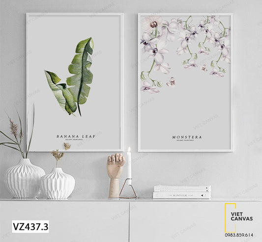 Bộ 2 Tranh Tàu Lá Chuối Và Cành Hoa - VZ437.3