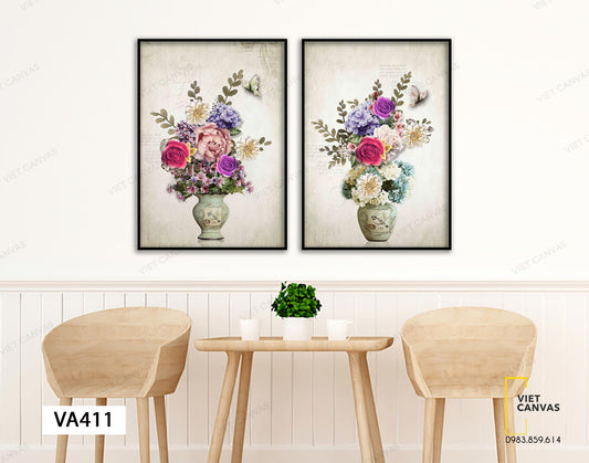 Bộ 2 Tranh Bình Hoa Ngũ Sắc - VA411