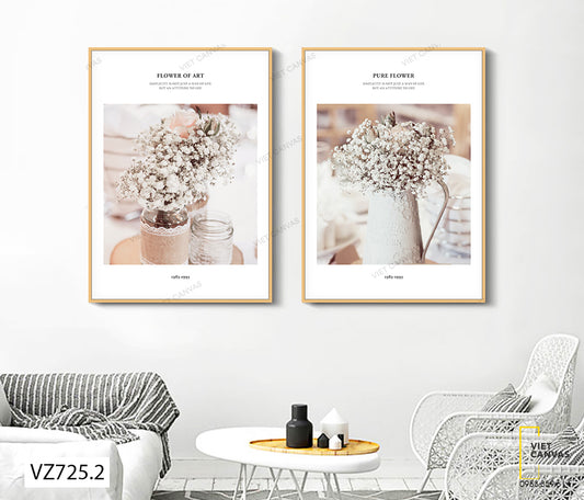Bộ 2 Tranh Bình Hoa Trắng Nhỏ Xinh - VZ725.2