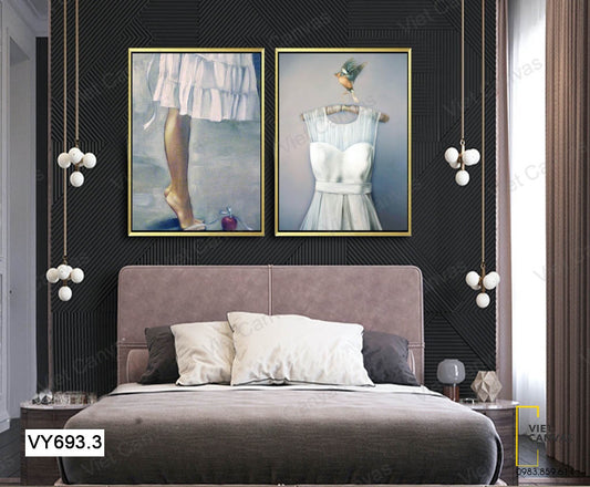 Bộ 2 Tranh Bộ Đầm Trắng - VY693.3