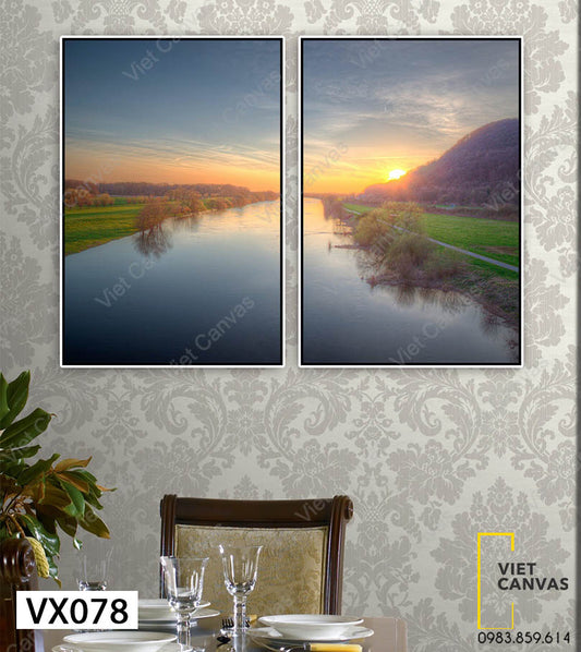 Bộ 2 Tranh Dòng Sông Và Chân Núi - VX078