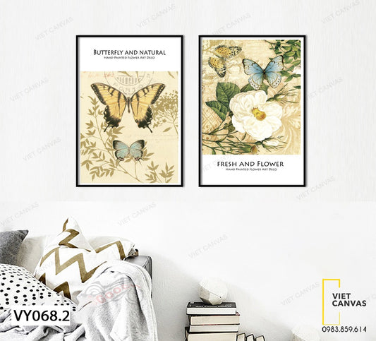 Bộ 2 Tranh Bướm Vàng Và Hoa Nở - VY068.2