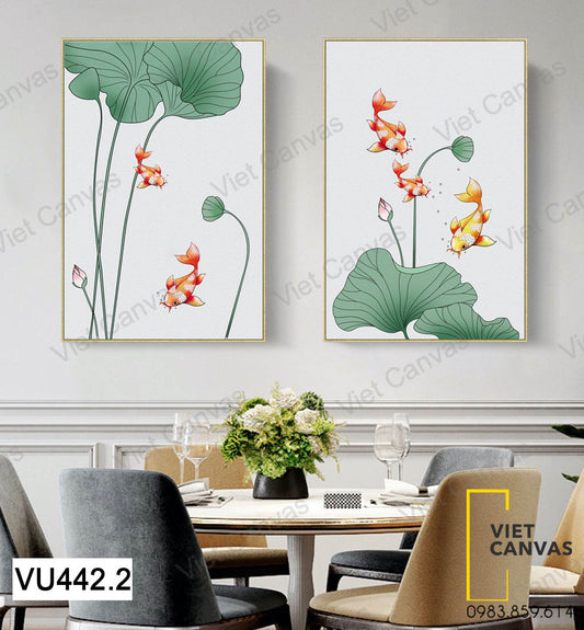 Bộ 2 Tranh Cá Và Đầm Sen - VU442.2