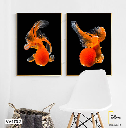 Bộ 2 Tranh Cá Vàng Đầu Lân - VV473.2