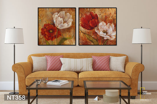 Bộ 2 Tranh Cánh Hoa Gam Màu Ấm Nóng - NT358