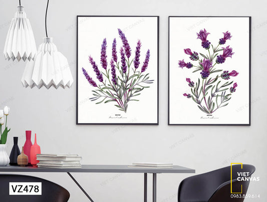 Bộ 2 Tranh Cành Oải Hương Tím - VZ478