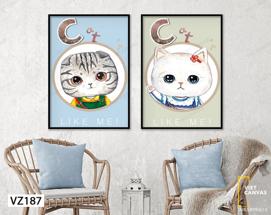 Bộ 2 Tranh Chú Mèo Dễ Thương - VZ187