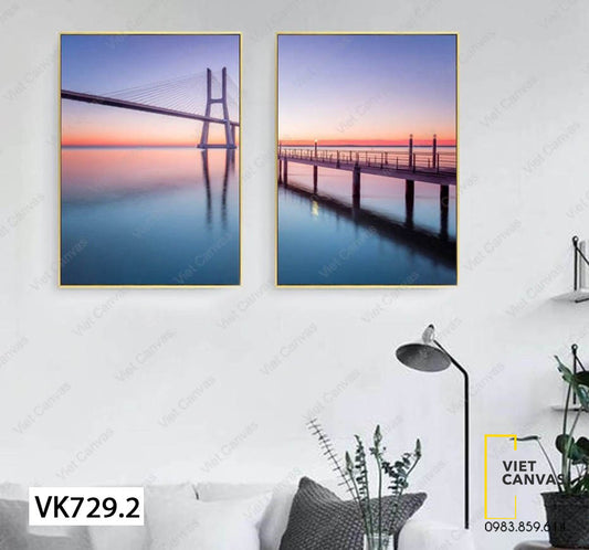 Bộ 2 Tranh Cầu Trong Chiều Yên Bình - VK729.2