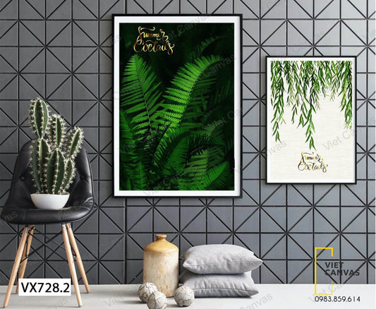 Tranh Cây Dương Xỉ Xanh Mát Và Cành Lá - VX728.2