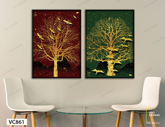 Bộ 2 Tranh Cây Khô Mùa Thu - VC861