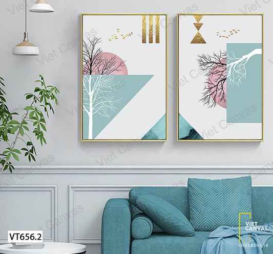 Bộ 2 Tranh Cây Và Hình Học - VT656.2