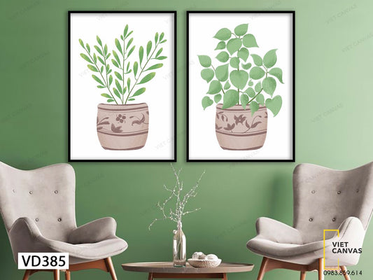 Bộ 2 Tranh Chậu Cây Xanh Tốt - VD385