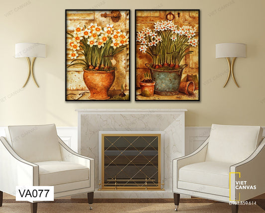 Bộ 2 Tranh Chậu Hoa Lưu Ly - VA077