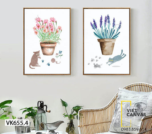 Bộ 2 Tranh Chậu Cây Hoa Nhỏ - VK655.4