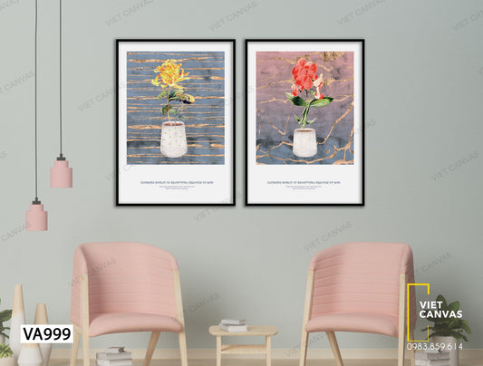 Bộ 2 Tranh Chậu Hoa Nở Xinh Xắn - VA999