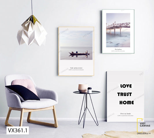 Bộ 2 Tranh Chèo Thuyền Trên Sông Và Cây Cầu - VX361.1