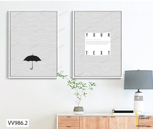 Bộ 2 Tranh Chiếc Ô Và Kẻ Sọc - VV986.2