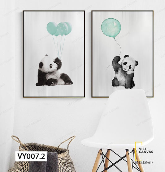 Bộ 2 Tranh Gấu Trúc Với Bóng Bay - VY007.2