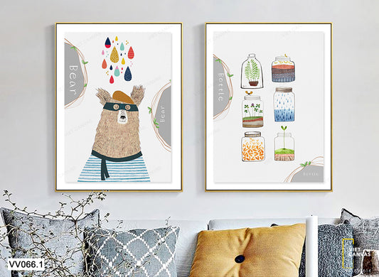 Bộ 2 Tranh Chú Gấu Và Những Cái Lọ - VV066.1