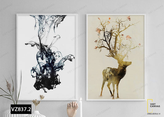 Bộ 2 Tranh Hươu Và Trừu Tượng - VZ837.2