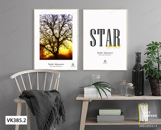 Bộ 2 Tranh Quotes Và Hoàng Hôn Xuyên Cây - VK385.1