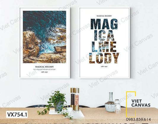 Bộ 2 Tranh Quotes Và Sóng Vỗ Vào Tảng Đá - VX754.1