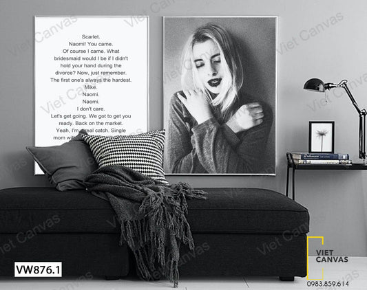 Bộ 2 Tranh Cô Gái Và Quotes - VW876.1