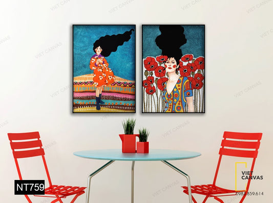 Bộ 2 Tranh Cô Gái Cá Tính - NT759